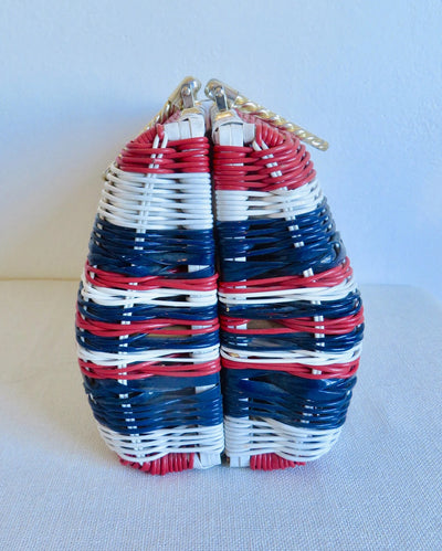 Vintage 1960's Handmade Red, White & Blue Woven "Wicker" Purse